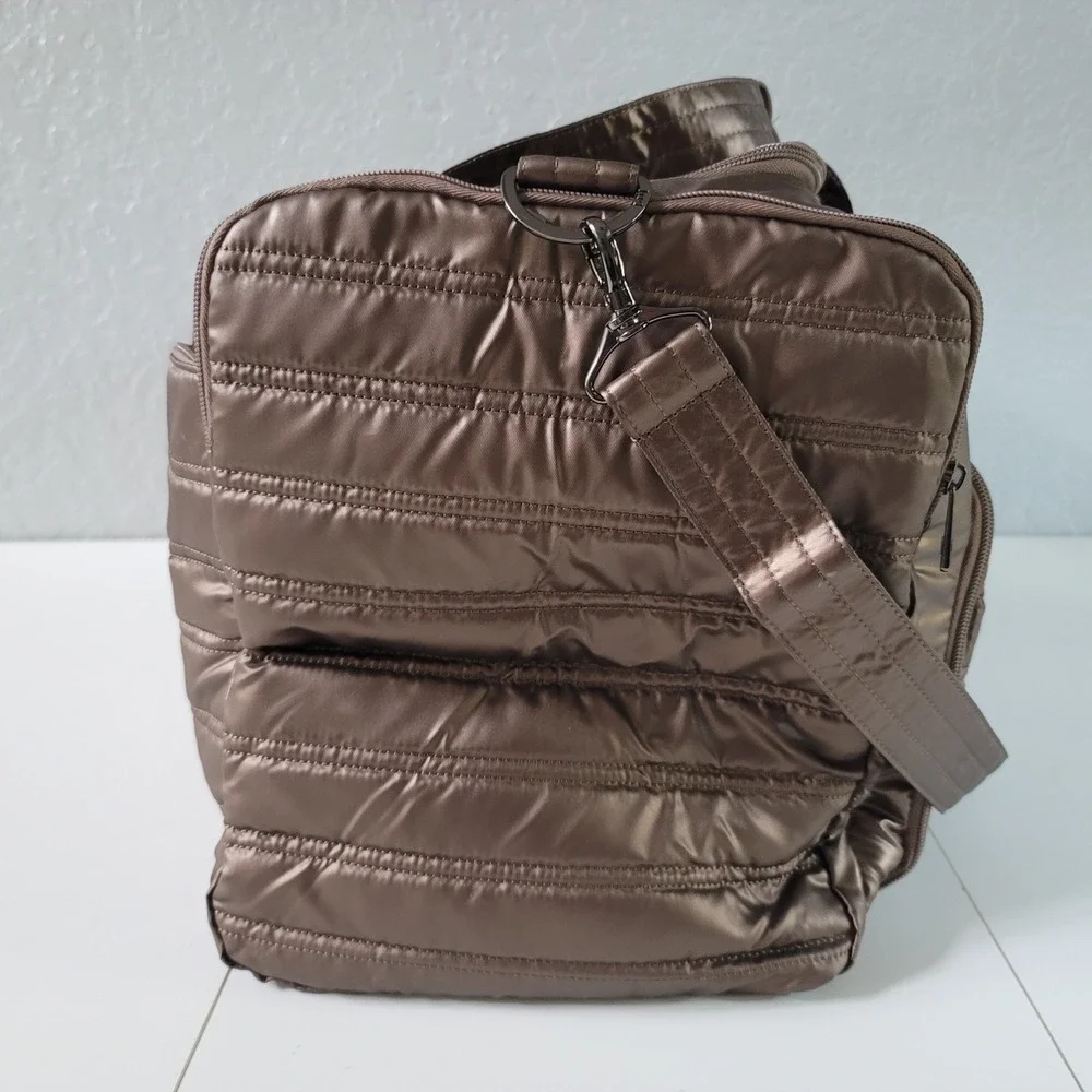 Lug Oversized Weekender Bag - Trolley Duffel - Metallic Bronze, Camo Liner